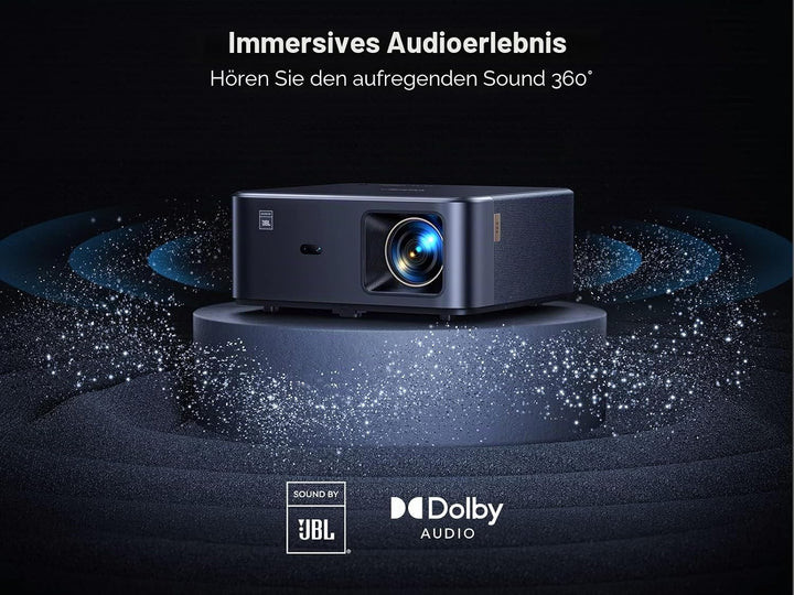 Beamer 4K Heimkino mit Sound by JBL, Dolby Audio, Android TV 12.0, NFC Screencast, Autofokus, Auto T
