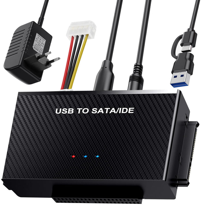 USB 3.1 Zu SATA Adapter und IDE Adapter, Universal USB Festplatten Konverter für 2,5 und 3,5 Zoll SA