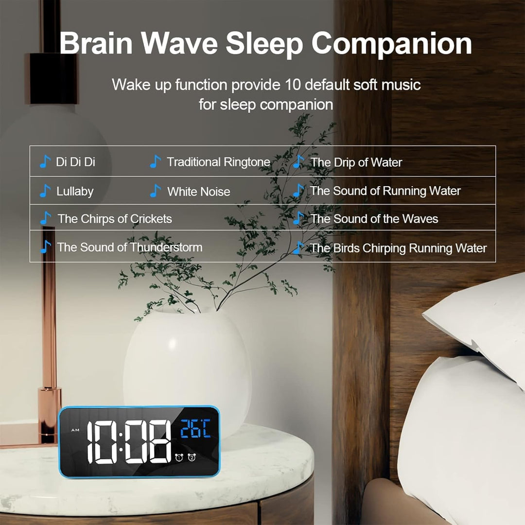 LATEC Digitaler Wecker mit Grosse LED Temperaturanzeige, Tischuhr mit 10 Musik, USB Ladeanschluss, 4