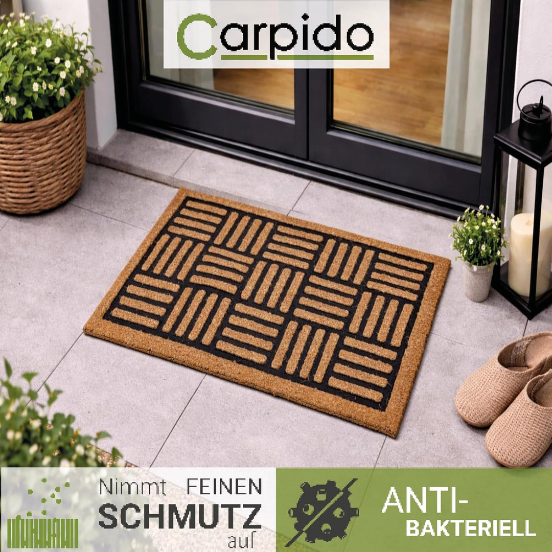 Carpido Fussmatte Kokos Gitter Design – Sauberlauf 40x60 cm 2er Set – Türmatte innen – antibakteriel