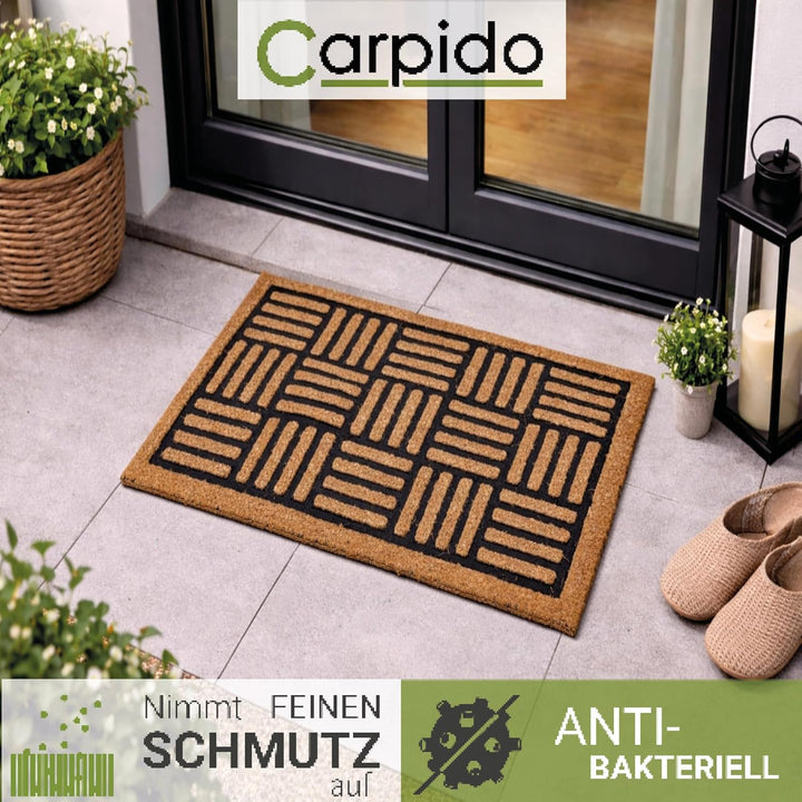 Carpido Fussmatte Kokos Gitter Design – Sauberlauf 40x60 cm 2er Set – Türmatte innen – antibakteriel
