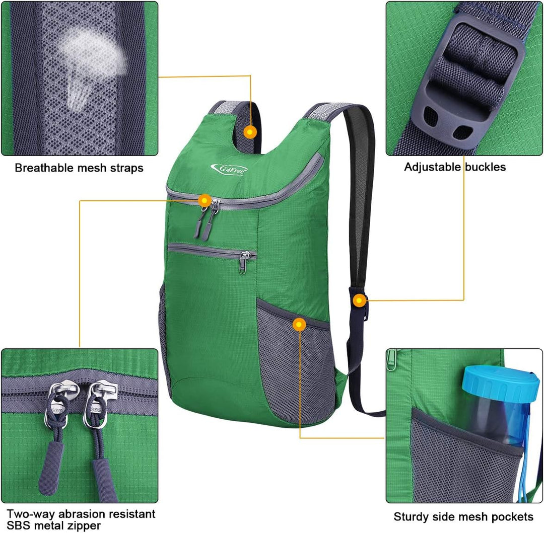 G4Free Ultraleichter 11 l kleiner faltbarer Rucksack für Reisen, Wandern, Radfahren, Wandern oder Me