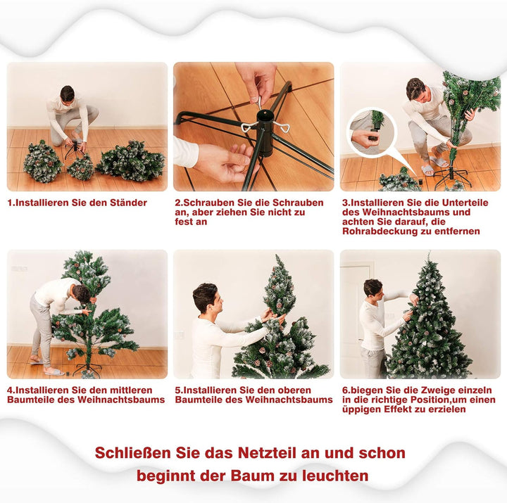 Yorbay künstlicher Weihnachtsbaum mit Beleuchtung weiss Schnee LED Tannenbaum für Weihnachten-Dekora