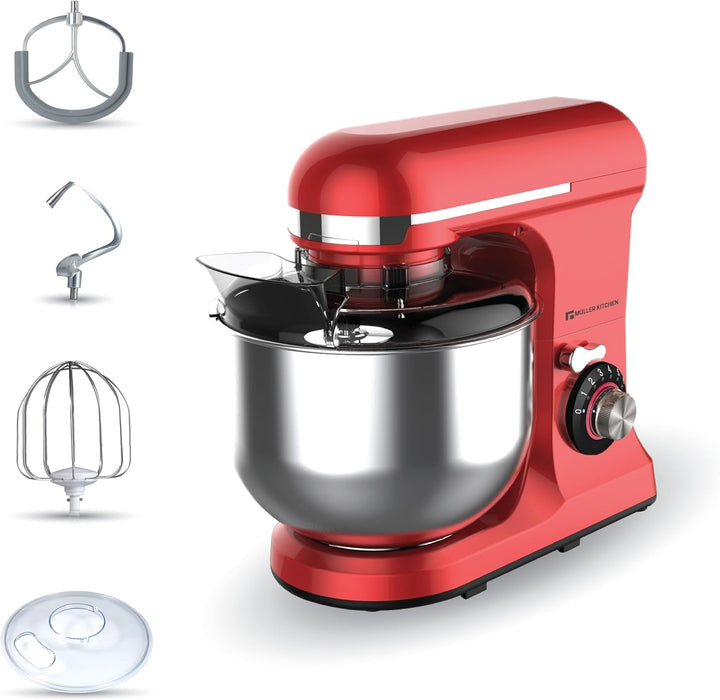 Müller Kitchen MK-6039 Küchenmaschine 7L inkl. Schneebesen, Knethaken und Rührhaken, Staubabdeckung