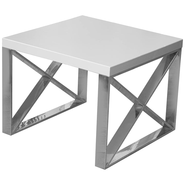 DRW Beistelltisch aus MDF und Metall in Weiss und Grau 50 x 50 x 43 cm, bunt, estandar