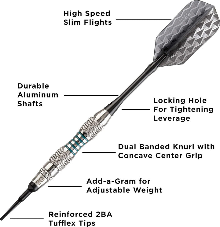Viper Bobcat Dartpfeile mit weicher Spitze, verstellbar, mit Aufbewahrungs-/Reiseetui Nickel-Silber-