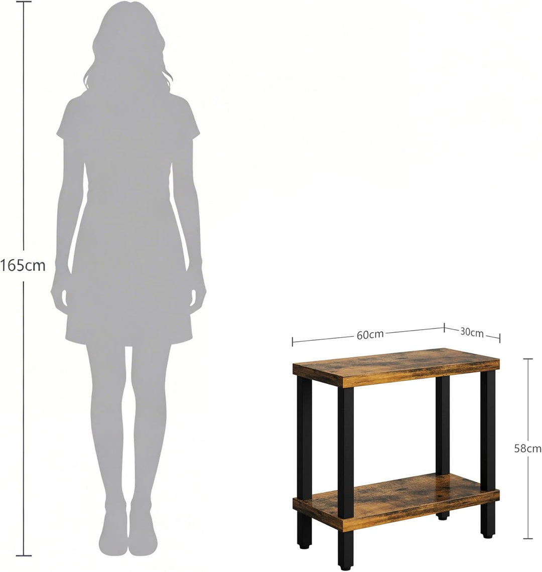 Beistelltisch Holz 2 Tier Couchtisch Nachttisch Schmal Beistelltische Klein mit Stauraum für Wohnzim