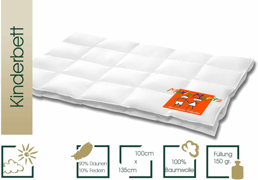 HANSKRUCHEN® Maxi und Moritz Daunen Kinderbettdecke 135x100 cm - Sommer / Übergang - Made in Germany