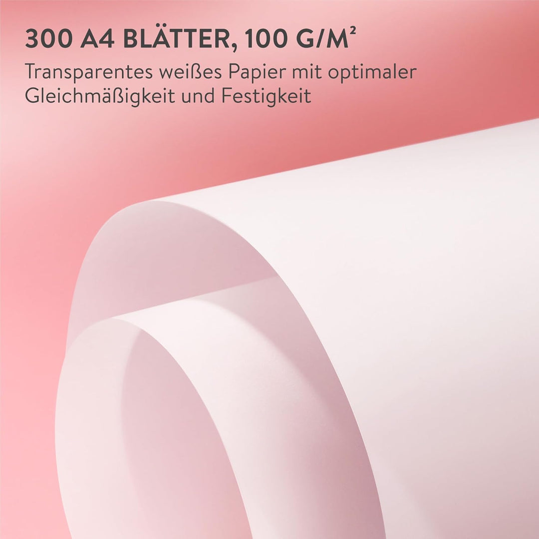 Tritart Transparentpapier Bedruckbar Weiss DIN A4 | 300 Blatt 100g/qm | Papier Transparent A4 - 300