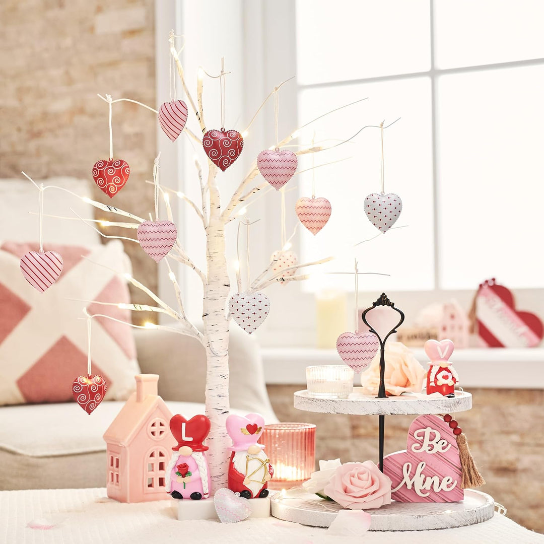 Valery Madelyn 24 Stück Metallherzen Anhänger, 5cm Herz Baumschmuck Deko für Valentinstag Hochzeit F