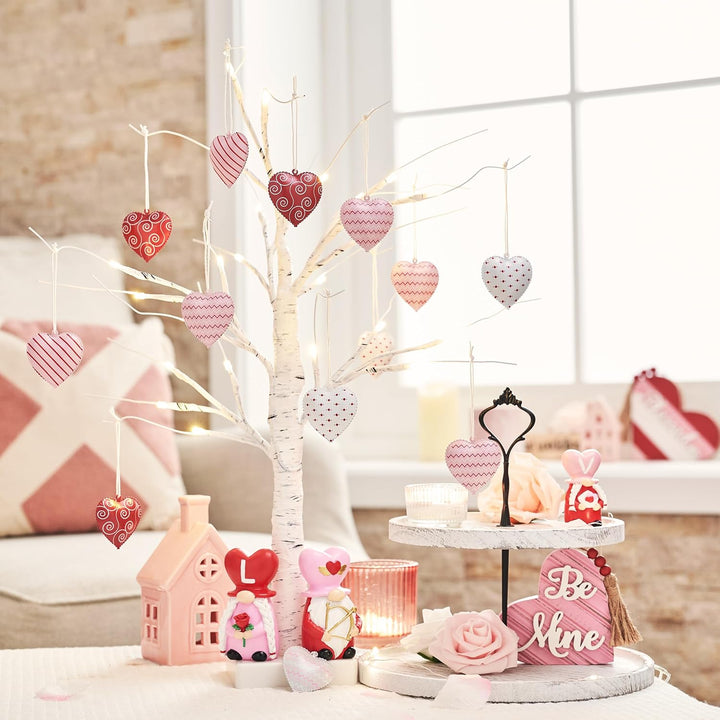 Valery Madelyn 24 Stück Metallherzen Anhänger, 5cm Herz Baumschmuck Deko für Valentinstag Hochzeit F