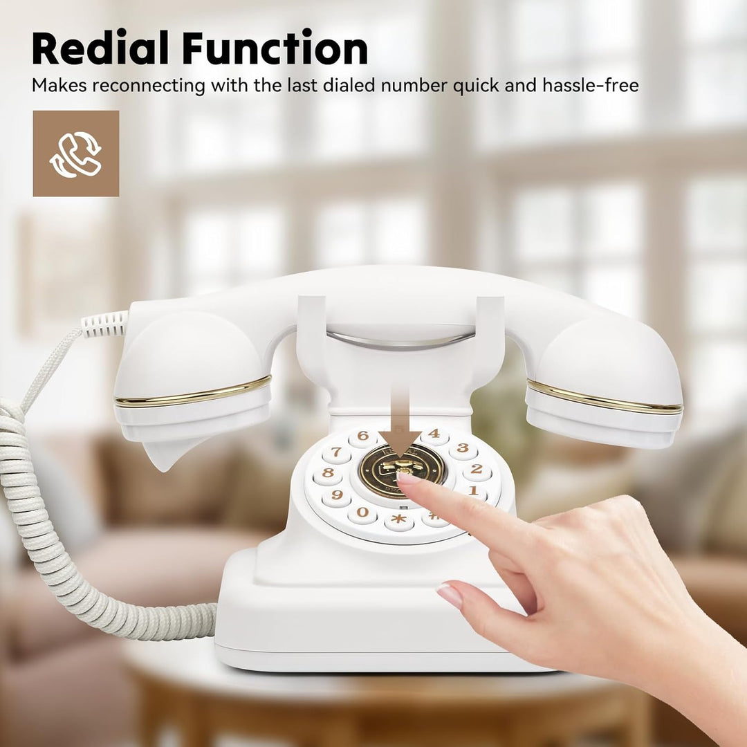 Sangyn Retro Festnetztelefone, Klassisches Schnurgebundenes Telefon mit Wählscheibe, Einstellbare La