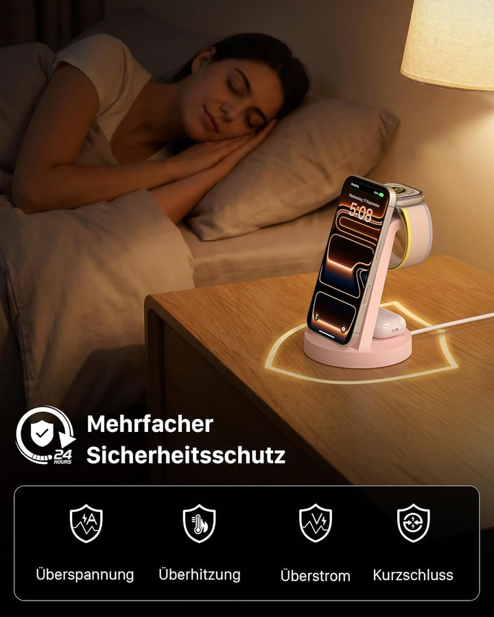 3 in 1 iPhone Ladestation Kabelloses Ladegerät für Apple - Wireless Charger für iPhone 16 15 14 13 1