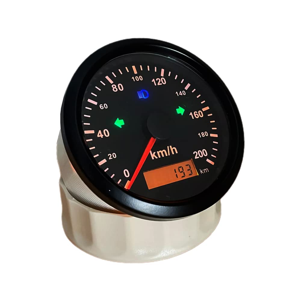 ELING GPS Tacho 200 km/h für Auto Motorrad ODO Kilometerstand 85 mm 12 V 24 V wasserdicht schwarz+sc