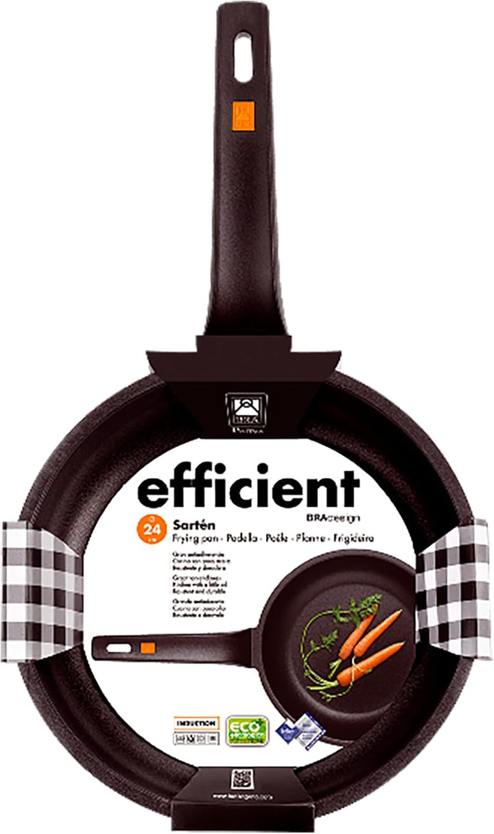 BRA Efficient -Jumping Pan, Aluminiumguss, Schwarz, 24 cm, geeignet für alle Küchentypen inklusive I