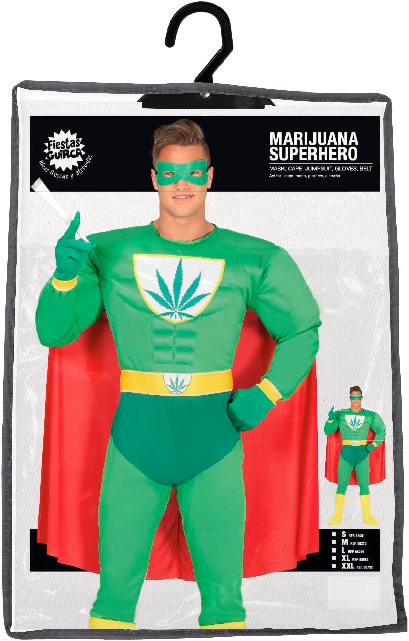 GUIRCA 88276.0 Super Hero Erwachsenenkostüm Superheld Marijuana, männer, bunt, Talla 52-54