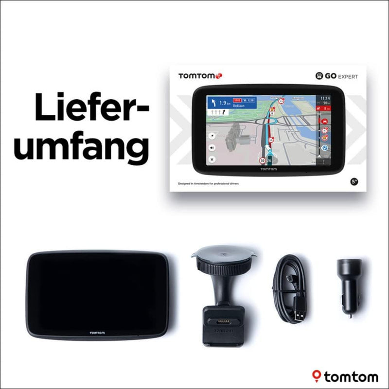 TomTom LKW Navigationsgerät GO Expert (5 Zoll Display, Routen für grosse Fahrzeuge, Stauvermeidung d