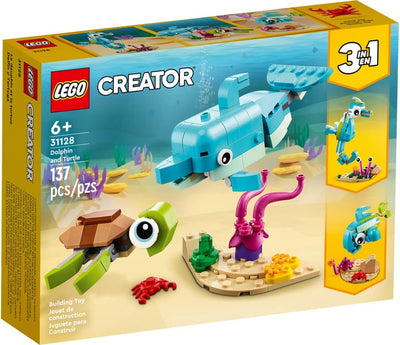 Lego Creator 3-in-1 Set: Delfin und Schildkröte 31128 + Tropischer Papagei 30581 (Polybag)