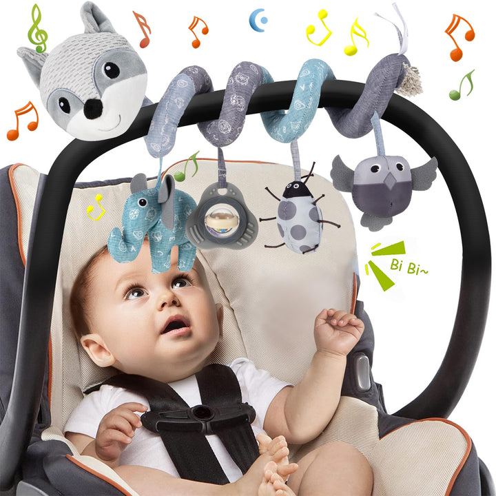 Kinderwagen Spielzeug, Baby Activity Spirale Spielzeug mit Musik, Hängendes Spiral Plüsch Spielzeug