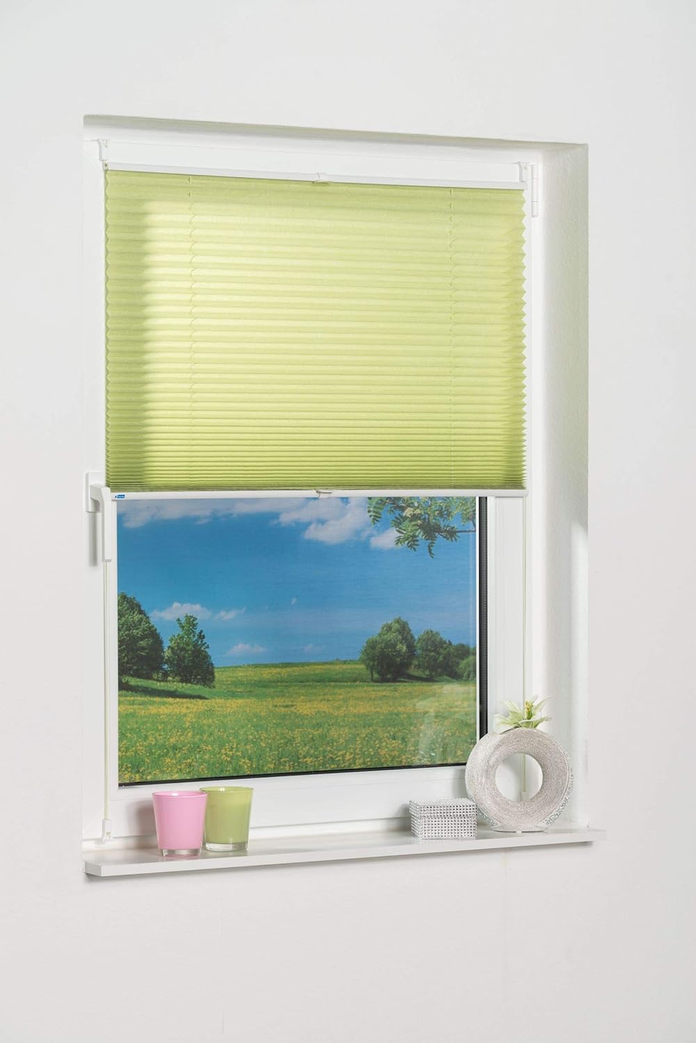 K-home Klemmfix-Plissee Grün 110 x 130 cm (B x L) Lichtschutz +++ Moderne Crushed Optik +++ 110 x 13