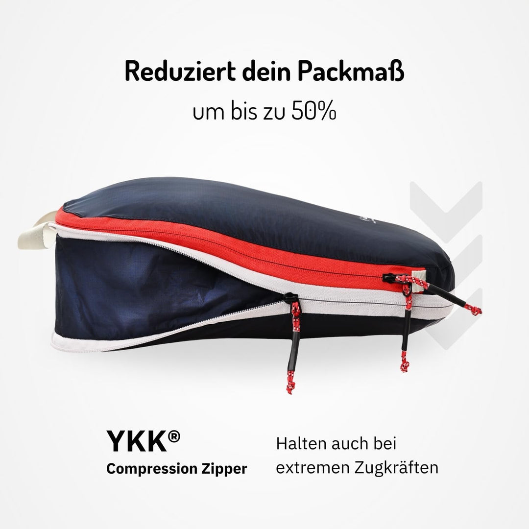 NORDKAMM® Profi-Packtaschen mit Kompression, Ultraleichtes Koffer-Organizer Set, Packing Cubes aus w