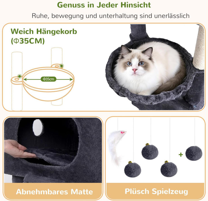 Globlazer F75 Kratzbaum XXL für 3-4 Grosse Katzen 192 cm Stabil Katzenbaum | Extragross Katzenhäuse,