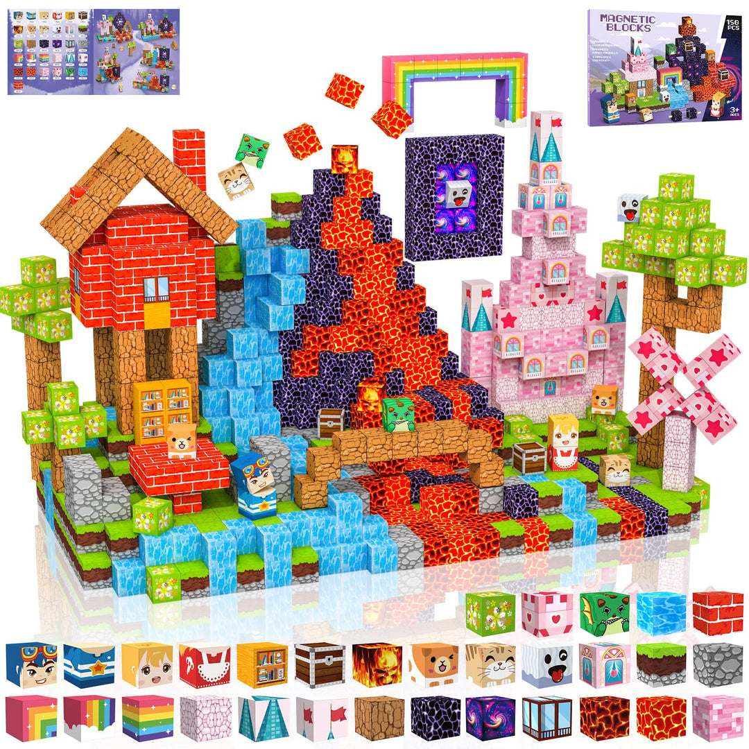 Magnetische Bausteine 150 PCS 2CM Magnetbausteine für Kinder ab 3 Jahre Magnetic Blocks, Montessori