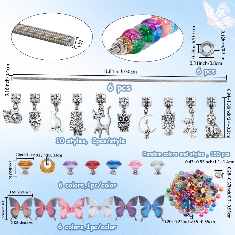 SUNNYCLUE 194 Stück DIY Gartenstecker Set Perlen Gartenstecker Feenstäbe Organza Schmetterling Gross