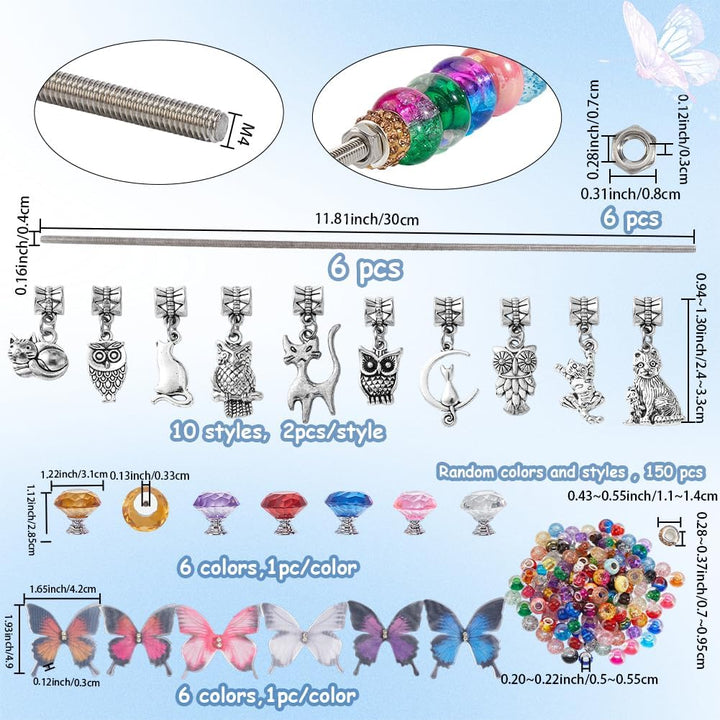 SUNNYCLUE 194 Stück DIY Gartenstecker Set Perlen Gartenstecker Feenstäbe Organza Schmetterling Gross