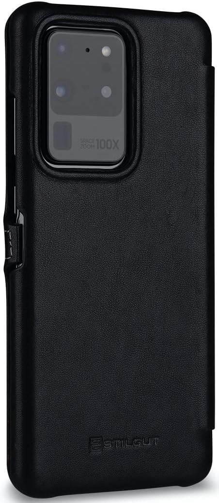 STILGUT Book Case entwickelt für Samsung Galaxy S20 Ultra Hülle aus Leder mit Clip-Verschluss, Leder