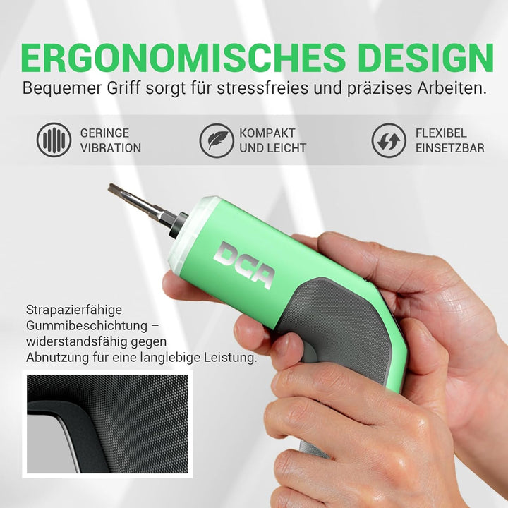DCA 4V Elektrischer Schraubendreher-Set, 5 N·m mit 2000-mAh-Li-Ionen-Akku, 6,35 mm Magnet-Sechskanta