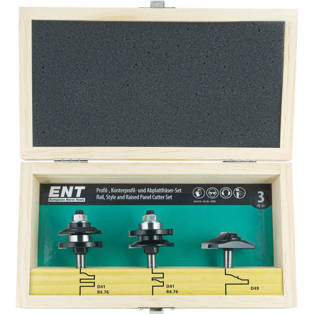 ENT 09008 3-tlg. HW Oberfräser Profil-Konterprofil Set mit Abplattfräser