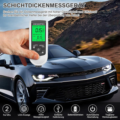 idudu Digitales Schichtdickenmessgerät mit LCD Anzeige Lackschichtmessgerät Auto Farbdickenmessgerät