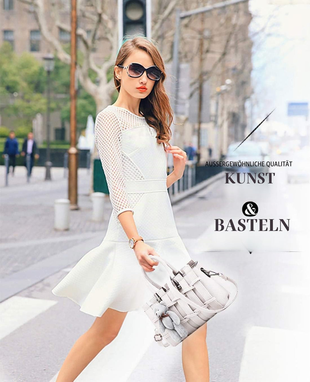 Neue Mädchen/Frauen süsse Mode-Handtasche Messenger Bag Umhängetasche Schulter-Geldbeutel Tote Weiss
