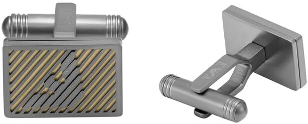 Emporio Armani Herren Manschettenknöpfe aus Edelstahl Silber und Dunkelgold, Silber und Dunkelgold