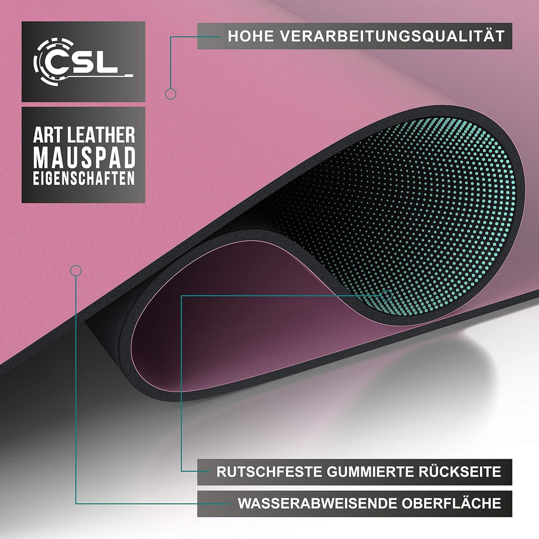CSL XXL Speed Gaming Mauspad Titanwolf 900 x 400mm, Premium PU-Leder XXL Mousepad, Tischunterlage La