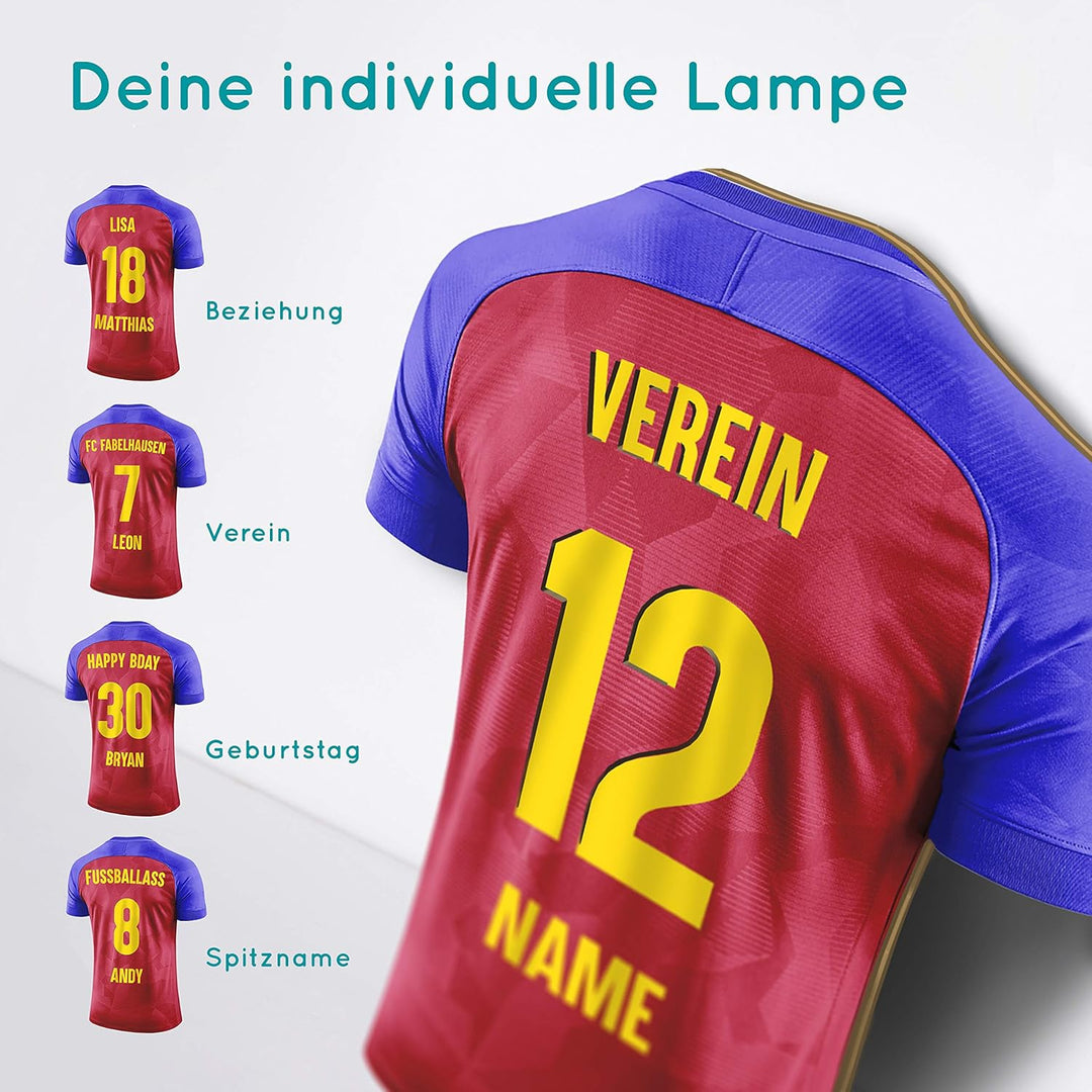 Elbeffekt Trikotlampe für Barcelona Fans aus Holz - personalisierbares Geschenk - schenke Dein indiv