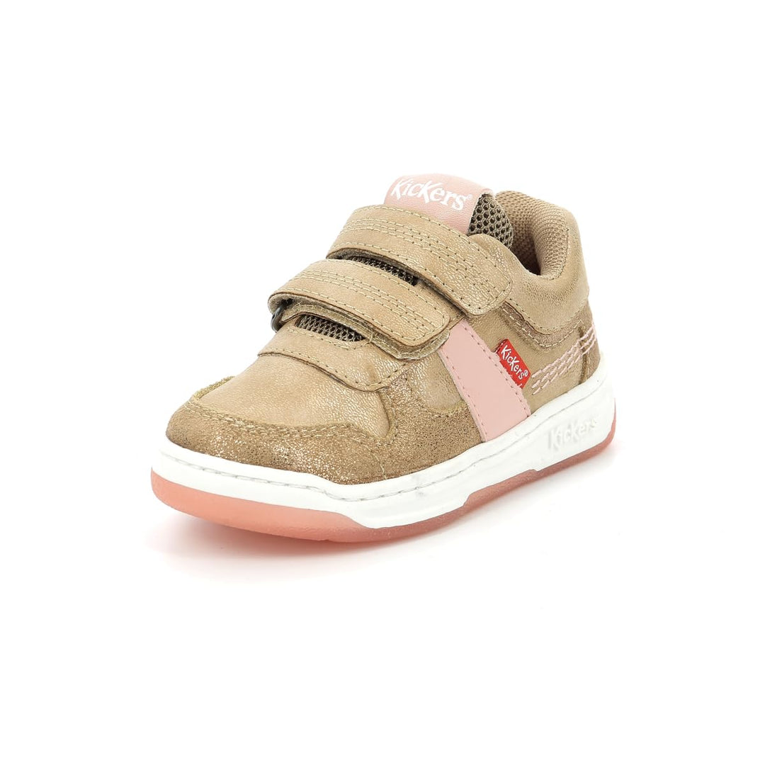 Kickers Unisex Kinder Kalido Sneaker 34 EU Beige Rosa Glitzer, 34 EU Beige Rosa Glitzer
