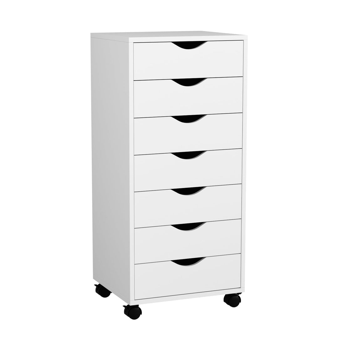 VOWNER Rollcontainer mit 7 Schubladen, mobiler Aktenschrank unter Schreibtisch, schmaler Schubladens