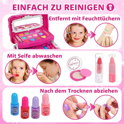 Kinderschminke Makeup Set Schminkkoffer Mädchen - Waschbar Schminke Kinder Make Up Set Mädchen Spiel