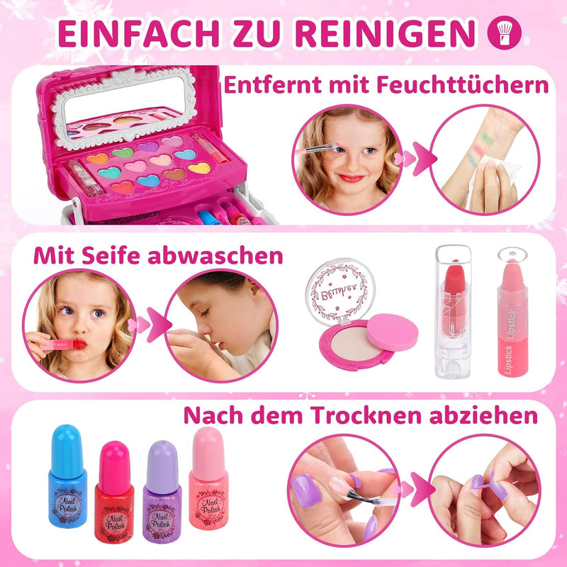Kinderschminke Makeup Set Schminkkoffer Mädchen - Waschbar Schminke Kinder Make Up Set Mädchen Spiel
