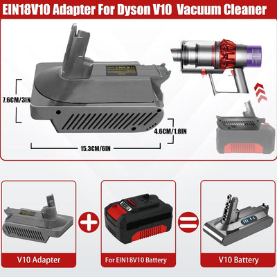 JJXNDO für Dyson V10 Akku Ersatz, V10 Adapter für Einhell 18V Li-Ionen Akku Power X-Change Konverter