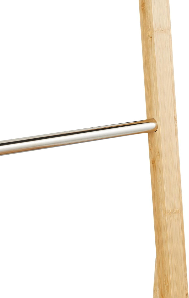 Relaxdays Herrendiener mit Ablage, Bambus, Edelstahl, HBT: 133 x 40 x 42 cm, Kleiderstuhl, Handtuchs