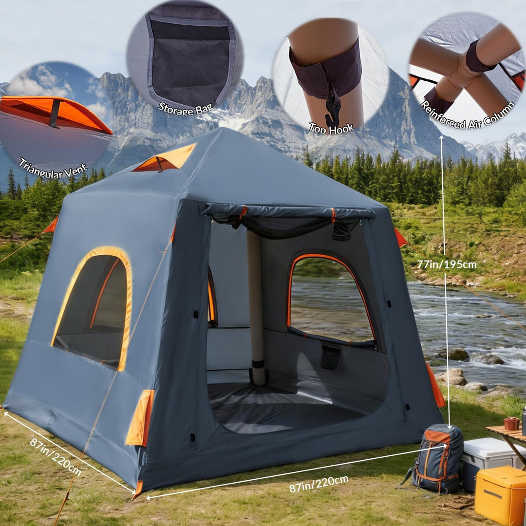 Inflatable Camping Tent, with Manual air Pump, Easy to Set up, Outdoor Inflatable Tent, can accommod
