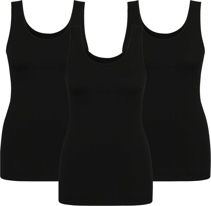 UnsichtBra 3er Pack Shape Damen Unterhemden Longshirt | Basic Wohlfühl Mikrofaser Damen Top ohne Büg