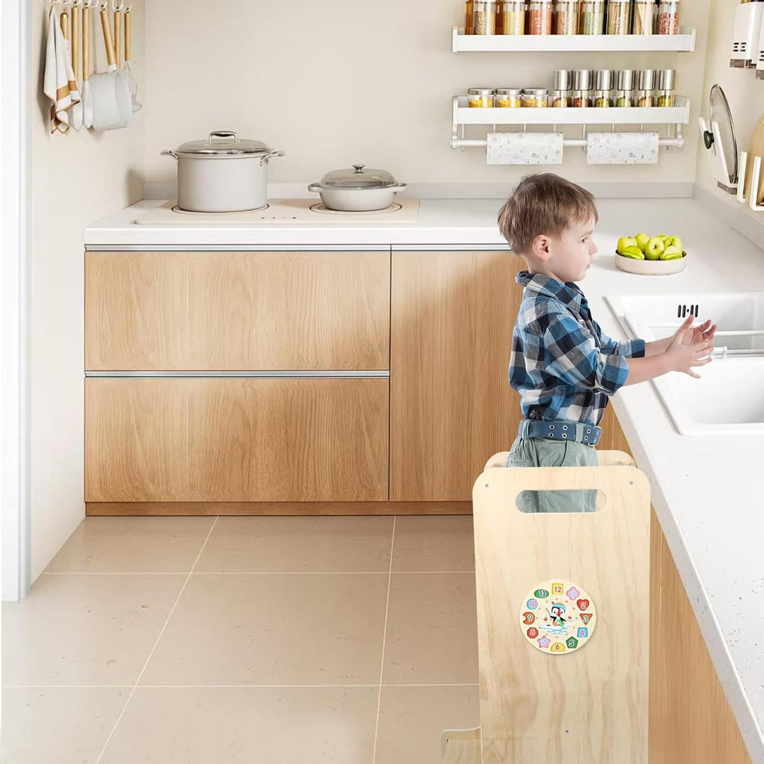 Montessori Lernturm für Babys zum Beobachten und Lernen – skalierbar für Kinder – Füsse gegen Kippen