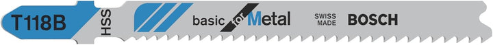 Bosch Professional 100x Stichsägeblatt T 118 B Basic for Metal (für Stahlbleche, Zubehör Stichsäge)