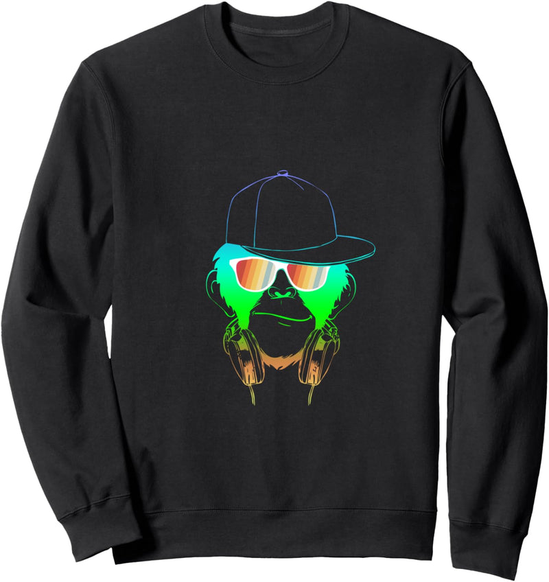 Monkey DJ mit Kopfhörer und Sonnenbrille Geschenkidee Sweatshirt