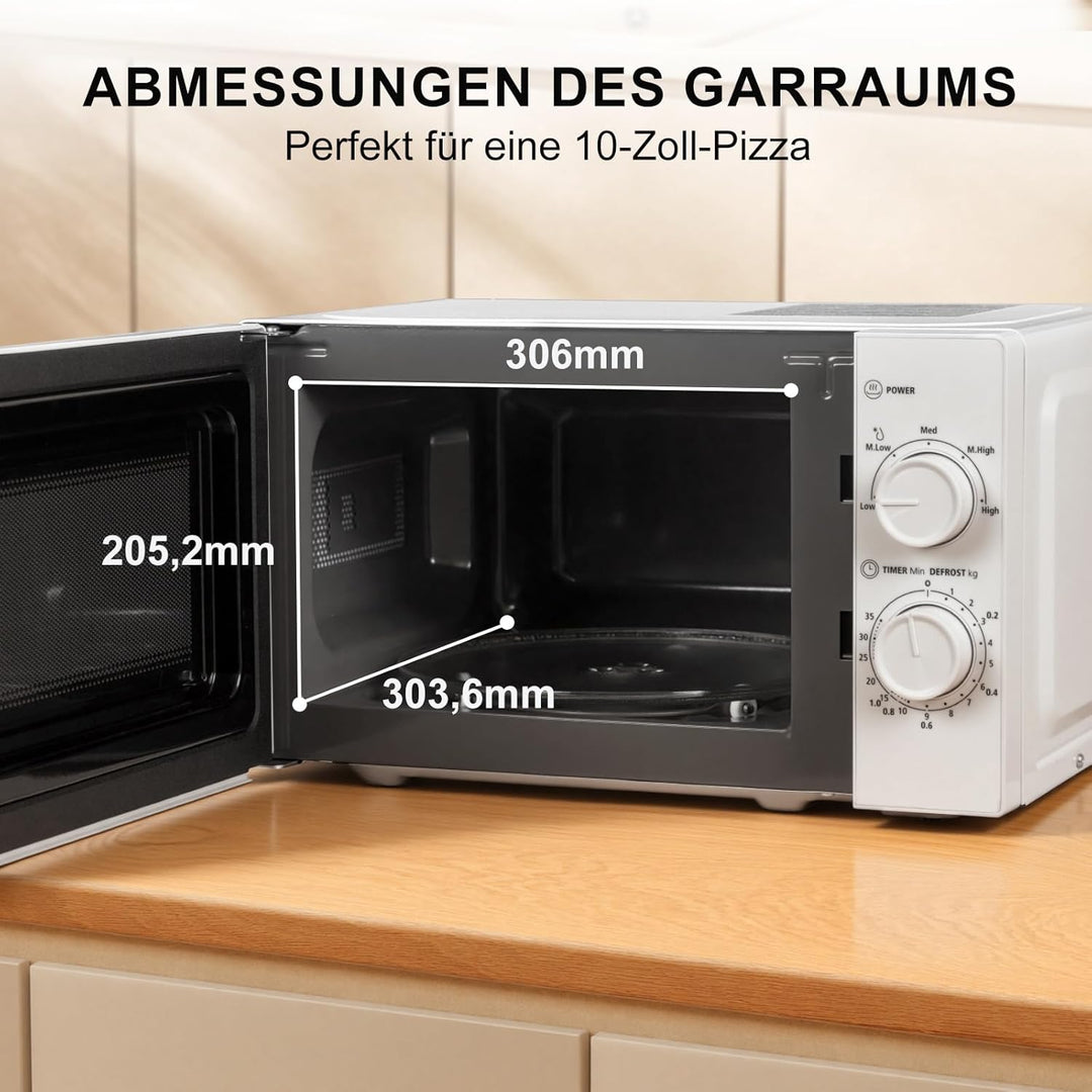 Smad Solo-Mikrowelle 20L, 700W, Mikrowelle Klein, 5 Leistungsstufen, Auftaufunktion nach Zeit/Gewich