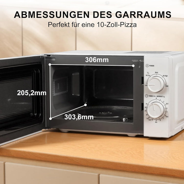 Smad Solo-Mikrowelle 20L, 700W, Mikrowelle Klein, 5 Leistungsstufen, Auftaufunktion nach Zeit/Gewich
